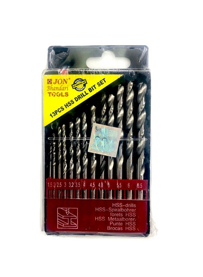 Jon Bhandari Tools HSS Drill Bit Set for Metal (Non-Steel), Wood & Plastic (13pcs - 1.5mm to 6.5mm) | High-Speed Steel, Sharp Durable Bits for Precise Drilling, DIY & Home Use